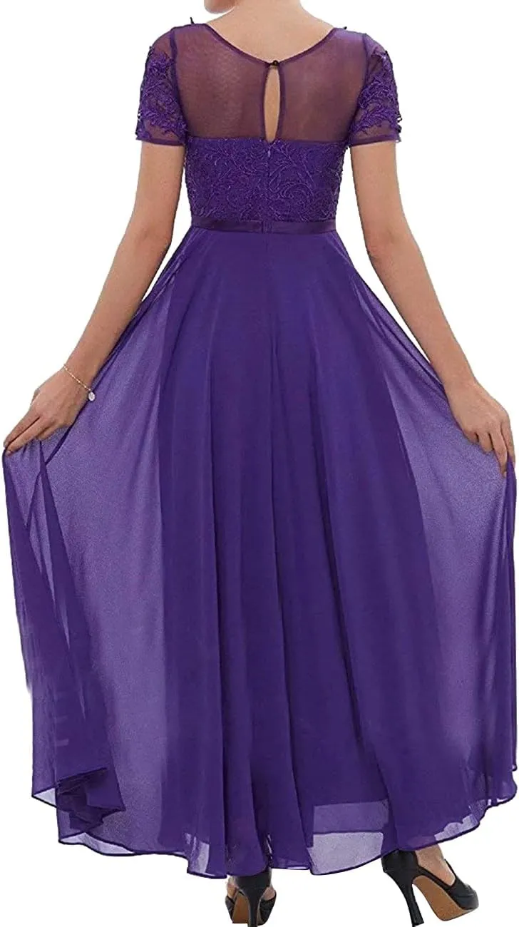Tea Length Mother of The Bride Dresses for Wedding Lace Evening Formal Dress Half Sleeve Wedding Guest Groom Dress