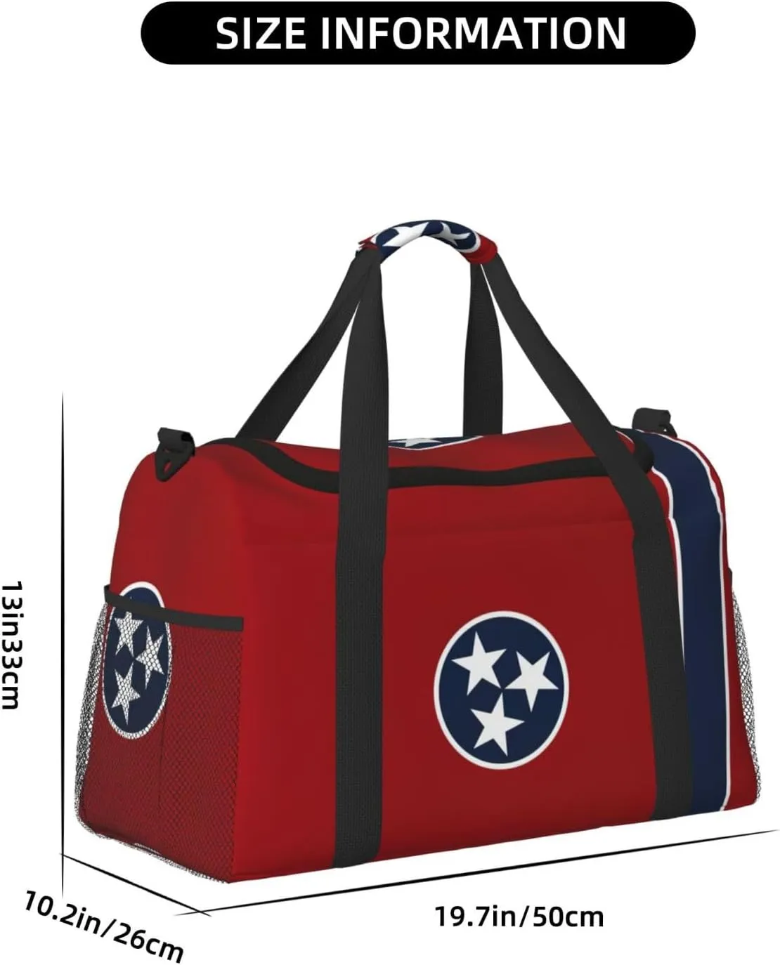 Tennessee State Flag Travel Bag, Weekender Bags For Women Men For Outdoor Adventures, Ideal For Camping And Hiking