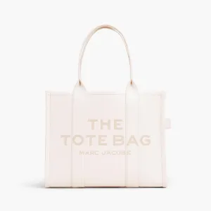 The Leather Large Tote Bag in Cotton/Silver
