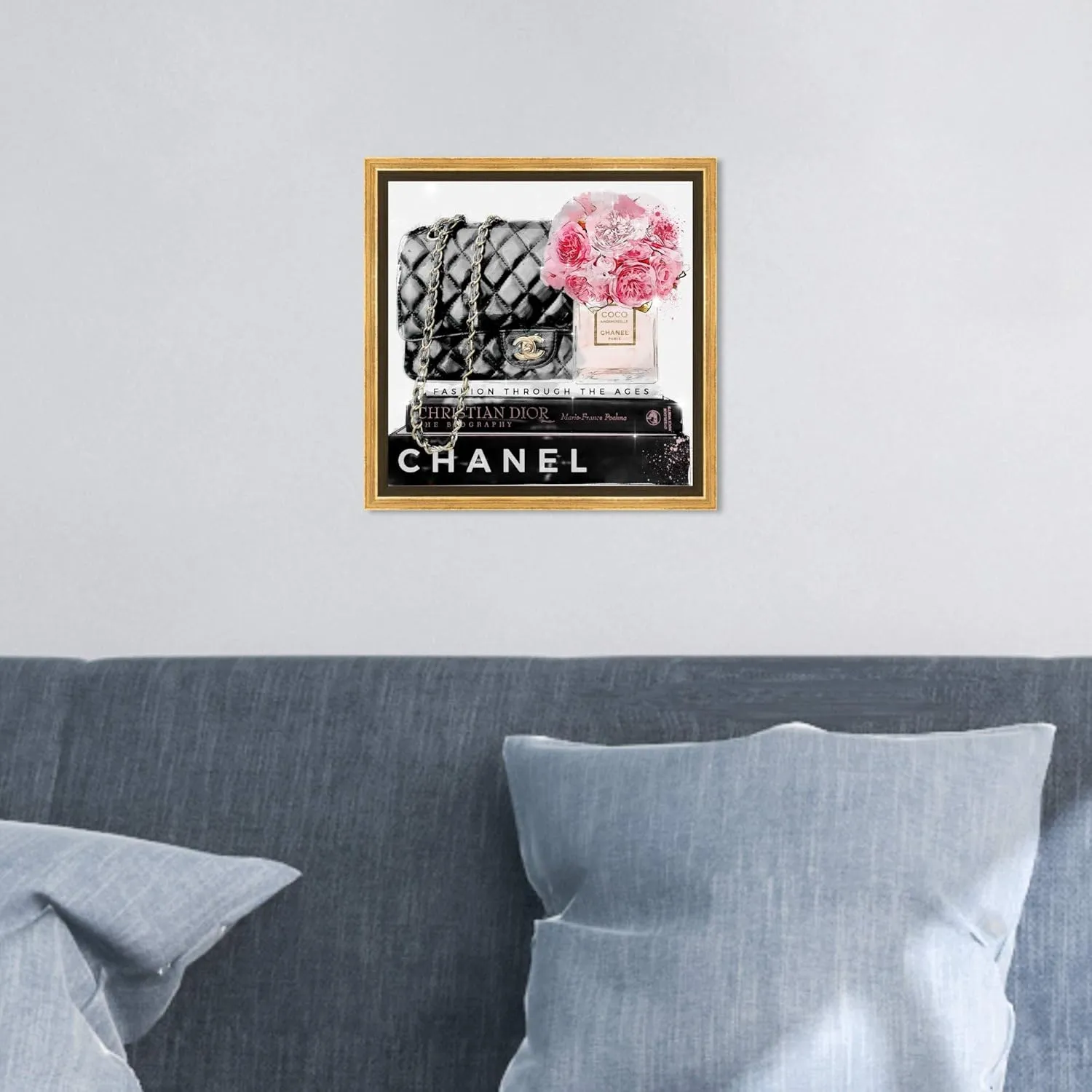 The Oliver Gal Artist Co. Fashion and Glam Framed Wall Art Canvas Prints 'Elegant Essentials Paris' Handbags Home Décor, 12 in x 12 in, Gold Floater