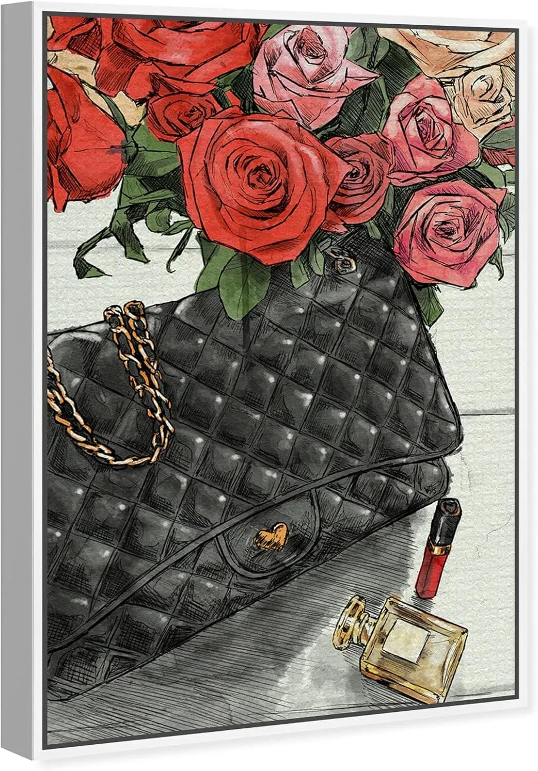 The Oliver Gal Artist Co. Fashion and Glam Wall Art Canvas Prints Handbags Fashionista Bag Home Décor, 30" x 45", White Floating Frame