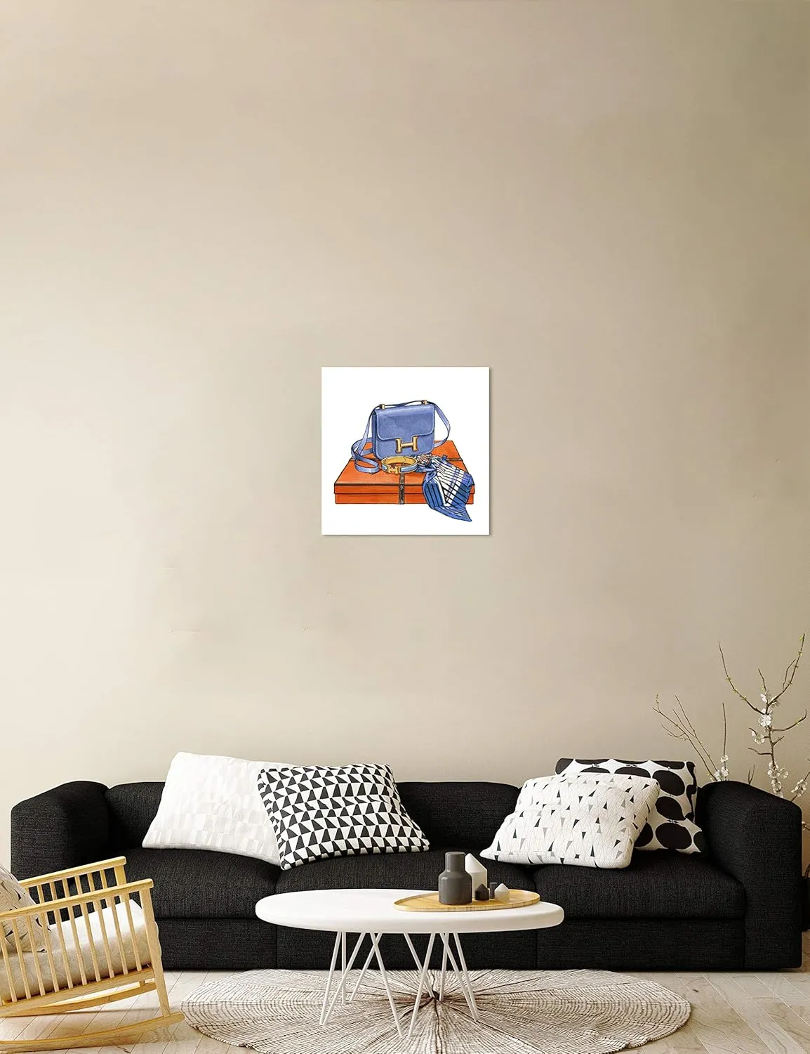 The Oliver Gal Artist Co. Fashion and Glam Wall Art Canvas Prints 'My Bag Collection VI Custom' Home Décor, 20" x 20", Blue, Orange