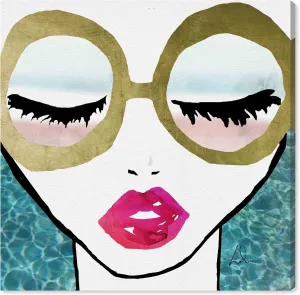 The Oliver Gal Artist Co. Fashion and Glam Wall Art Canvas Prints 'Ready for The Water Golden' Home Décor, 20 in x 20 in, Blue, Pink