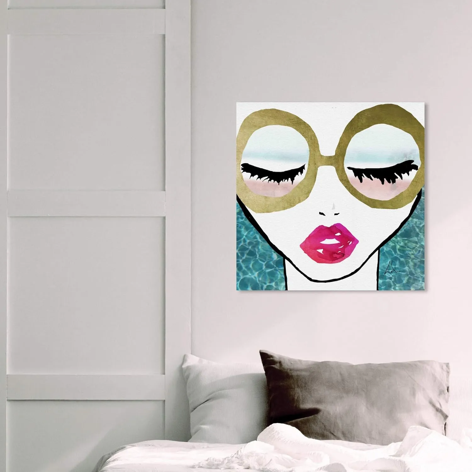 The Oliver Gal Artist Co. Fashion and Glam Wall Art Canvas Prints 'Ready for The Water Golden' Home Décor, 20 in x 20 in, Blue, Pink