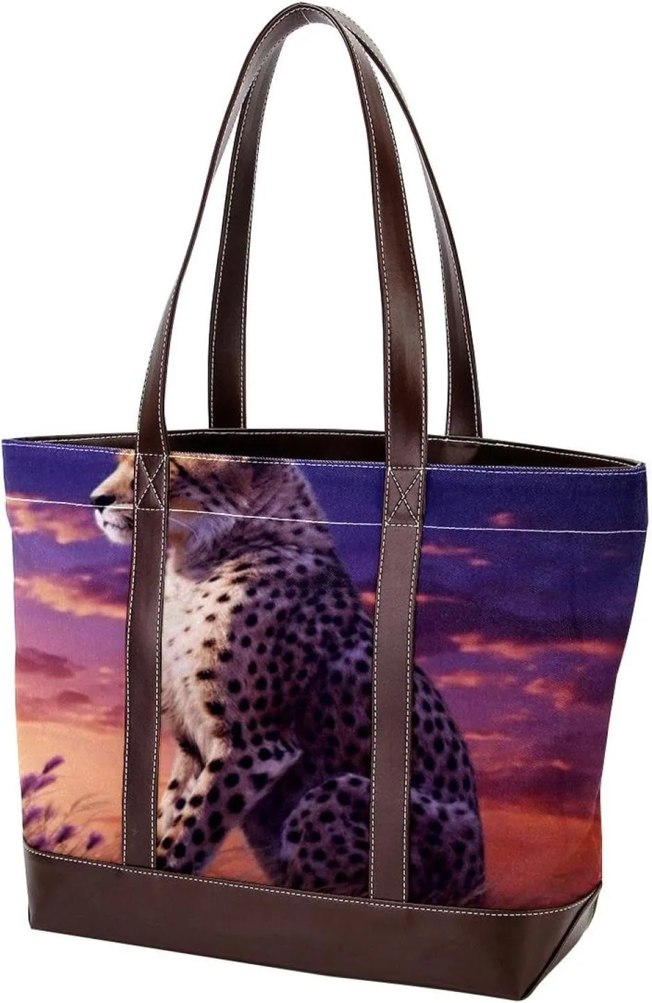 The Tote Bag For Women,Tote Bag With Zipper,Canvas Tote Bag,African Savannah Animal Leopard Handbags