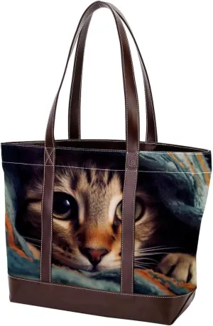 The Tote Bag For Women,Tote Bag With Zipper,Canvas Tote Bag,Bed Cute Cat Handbags