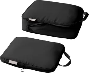 tianzong Compression Packing Cubes for Suitcases, Luggage Organizer Bags Set for Travel (Black, 2 Pack Medium)
