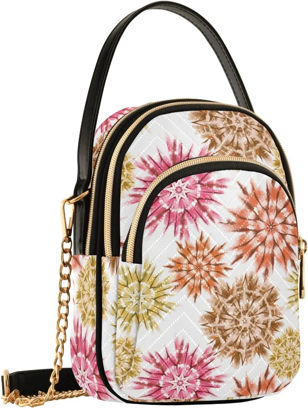 Tie Dye Flowers Quilted Crossbody Purse Crossbody Phone Bags for Women