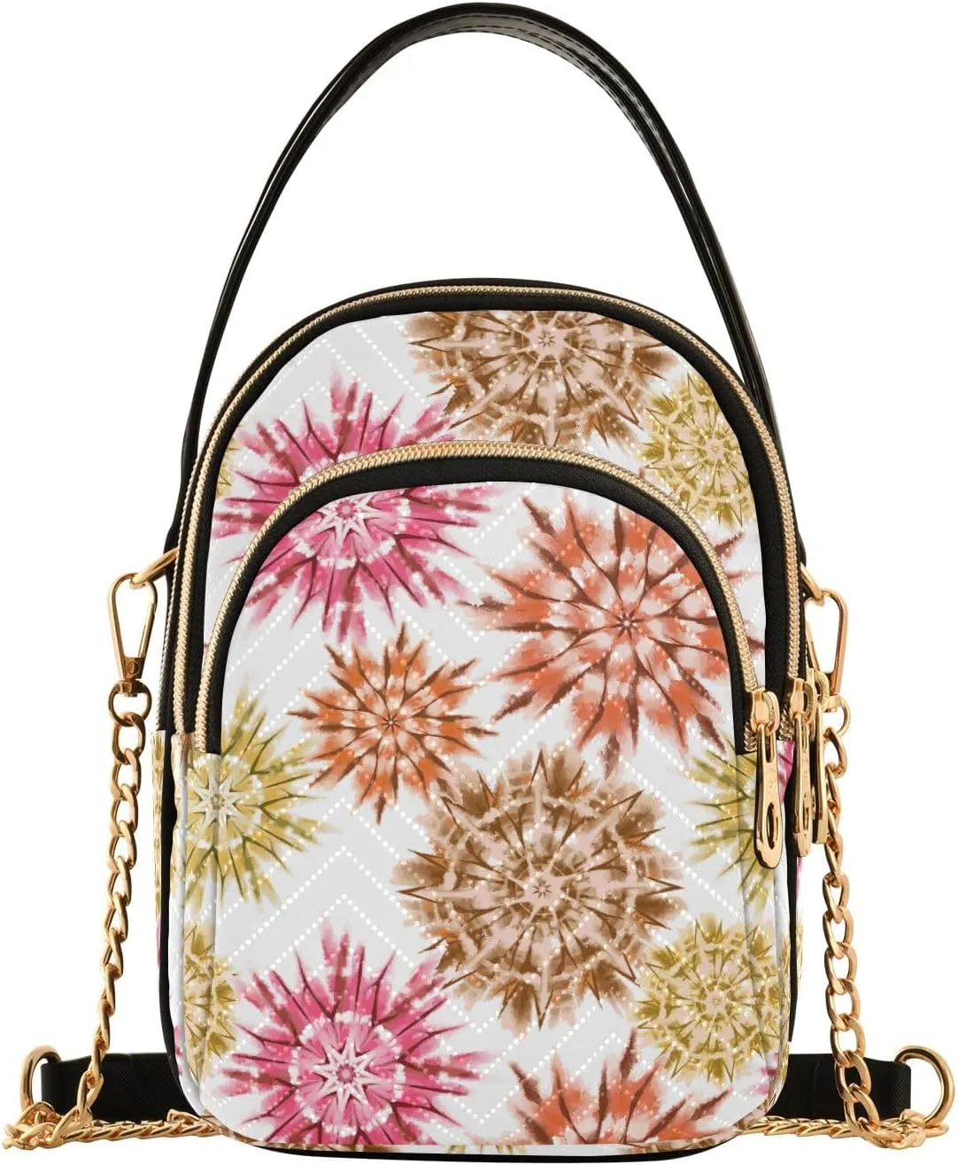 Tie Dye Flowers Quilted Crossbody Purse Crossbody Phone Bags for Women