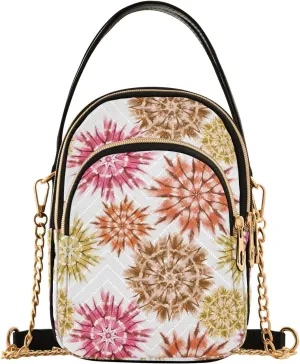 Tie Dye Flowers Quilted Crossbody Purse Crossbody Phone Bags for Women
