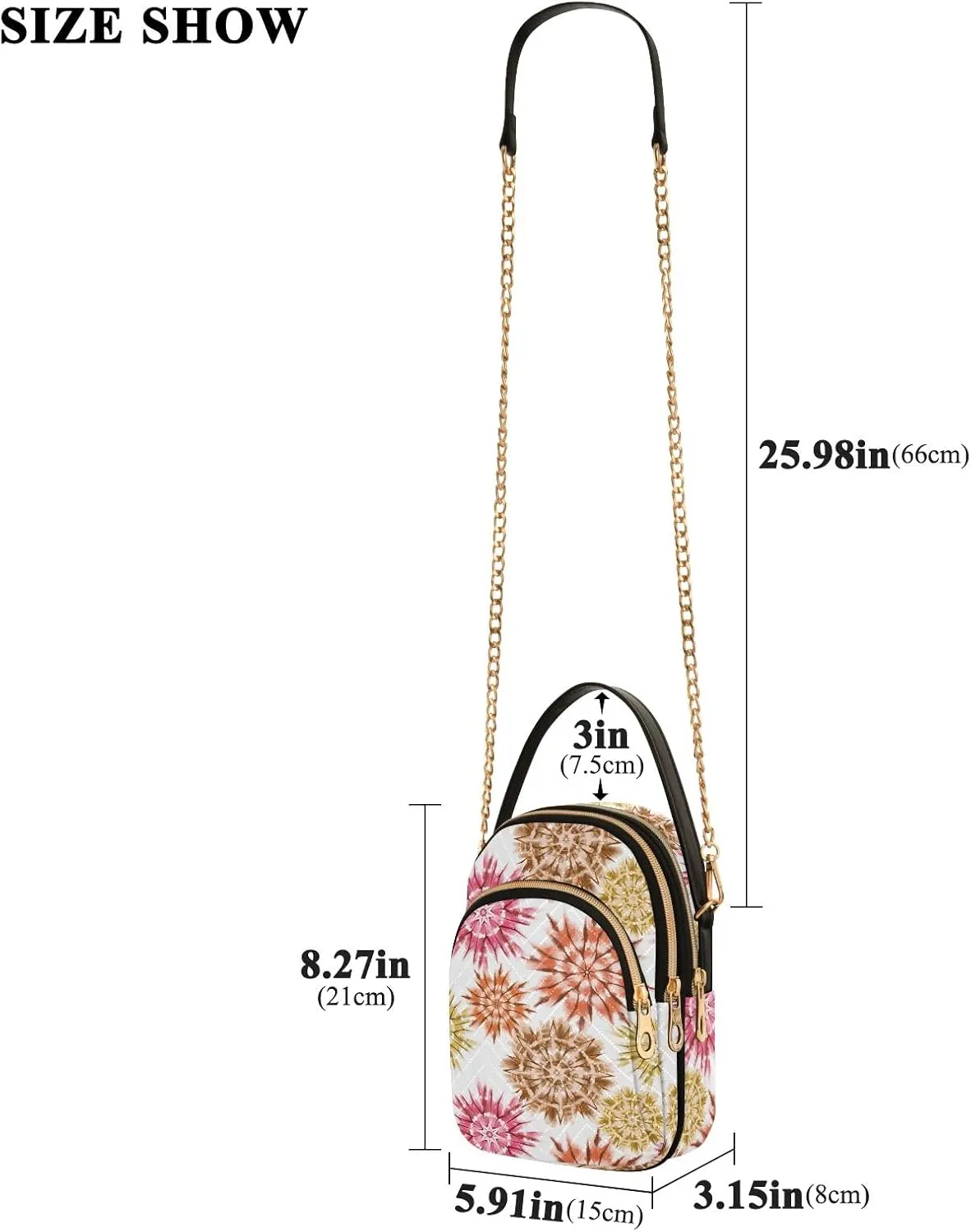 Tie Dye Flowers Quilted Crossbody Purse Crossbody Phone Bags for Women