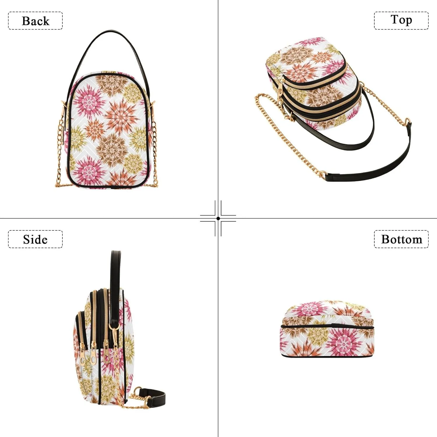Tie Dye Flowers Quilted Crossbody Purse Crossbody Phone Bags for Women