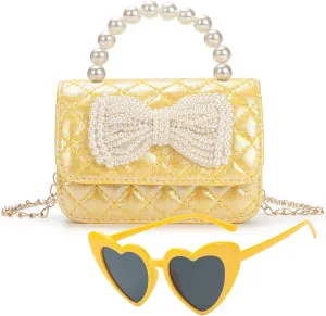 Toddler Crossbody Bag - Bow Purse for Little Girls, Birthday Gift