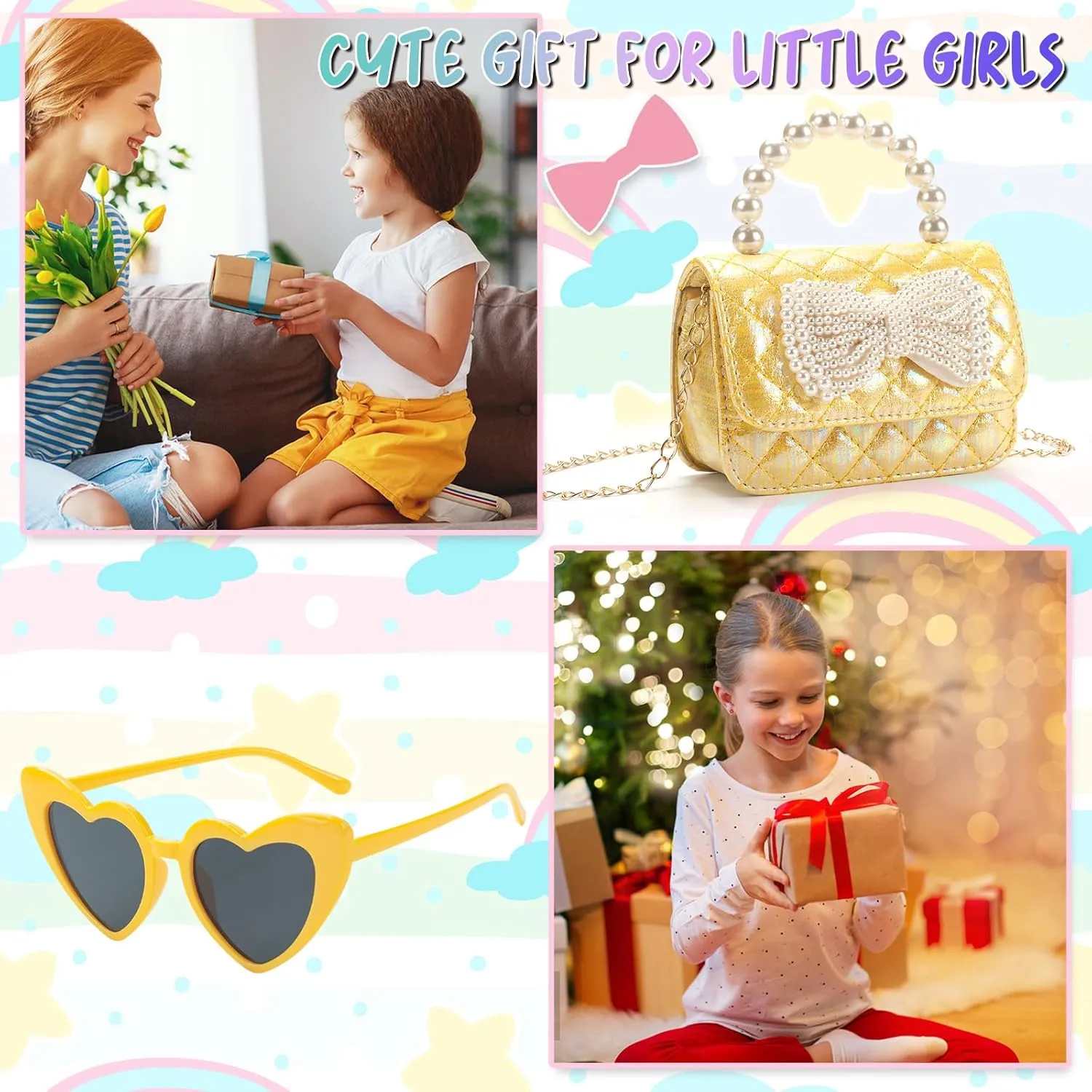 Toddler Crossbody Bag - Bow Purse for Little Girls, Birthday Gift