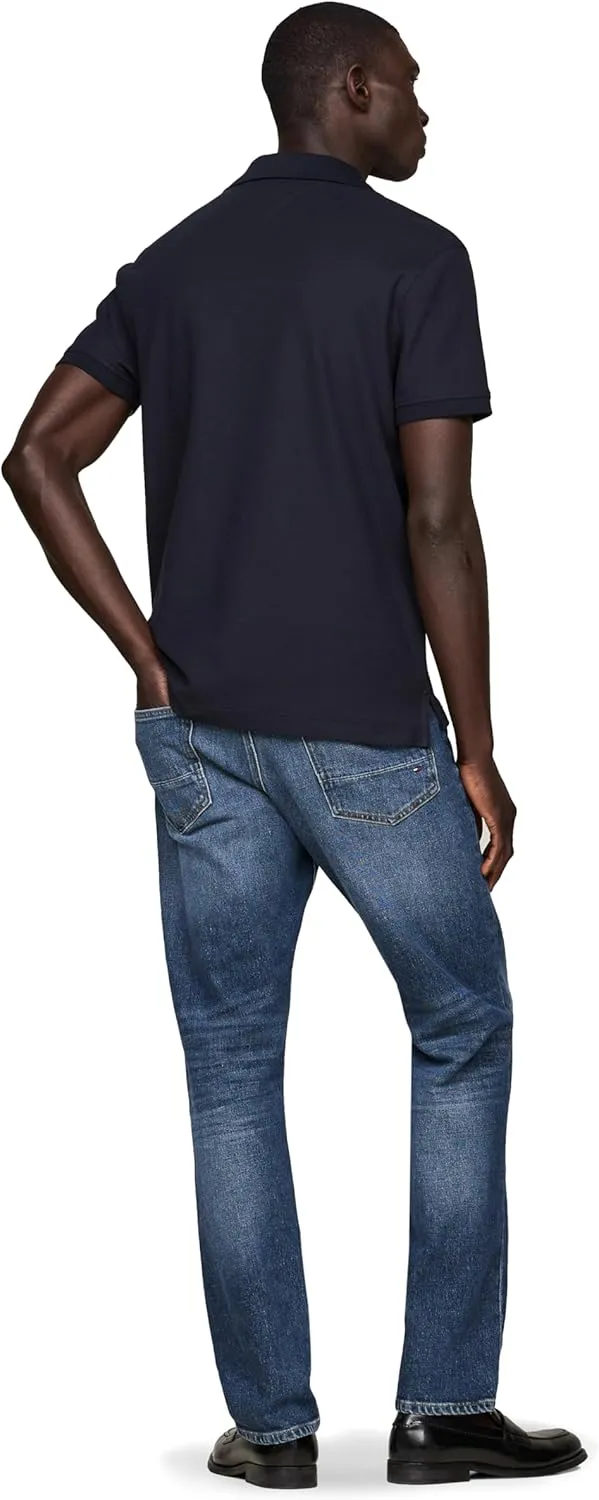 Tommy Hilfiger Men's Short Sleeve Casual Polo Shirts in Regular Fit with Stretch and Vertical Logo Designs