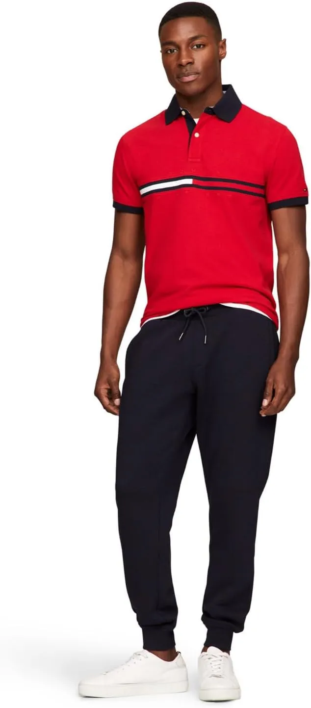 Tommy Hilfiger Men's Short Sleeve Cotton Pique Flag Graphic Polo Shirt in Custom Fit
