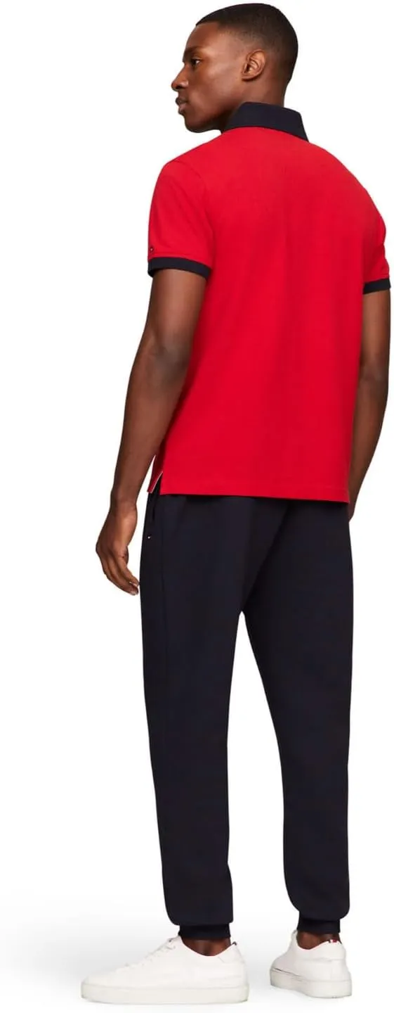 Tommy Hilfiger Men's Short Sleeve Cotton Pique Flag Graphic Polo Shirt in Custom Fit