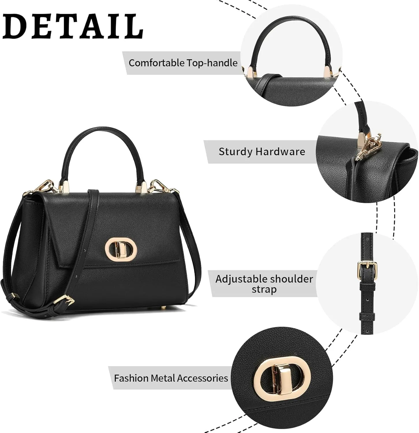 Top Handle Bag Fashion Leather Purses for Women with Multiple Internal Pockets Satchel Bag for Ladies.