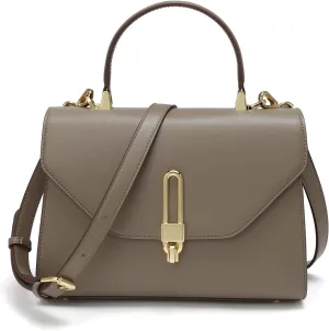 Top Handle Bag Fashion Leather Satchel Bag for Ladies, Zipper Pocket, Metal，Leather tote bag for Women.