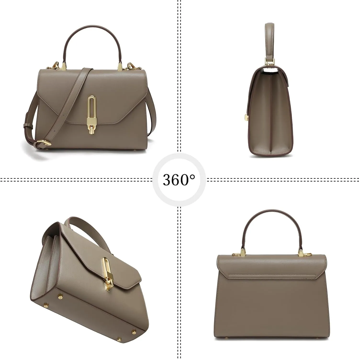 Top Handle Bag Fashion Leather Satchel Bag for Ladies, Zipper Pocket, Metal，Leather tote bag for Women.
