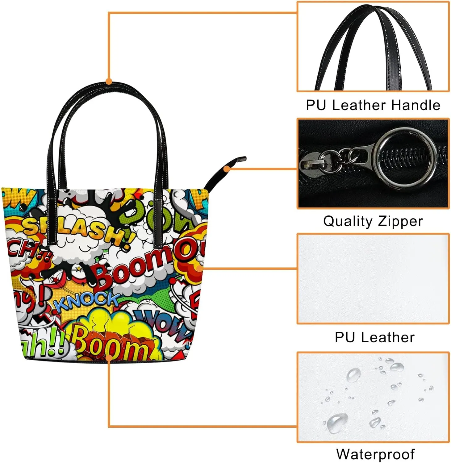 Tote Bag for Women PU Leather Handbags Women's Crossbody Handbags Work Tote Bags for Women Coachbags Tote Bag with Zipper