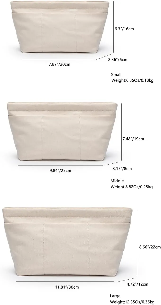 Tote Purse Insert Handbag Organizer Shaper Handbag Liner Bag in Bag Divider Organizer Insert (L-With Zipper)