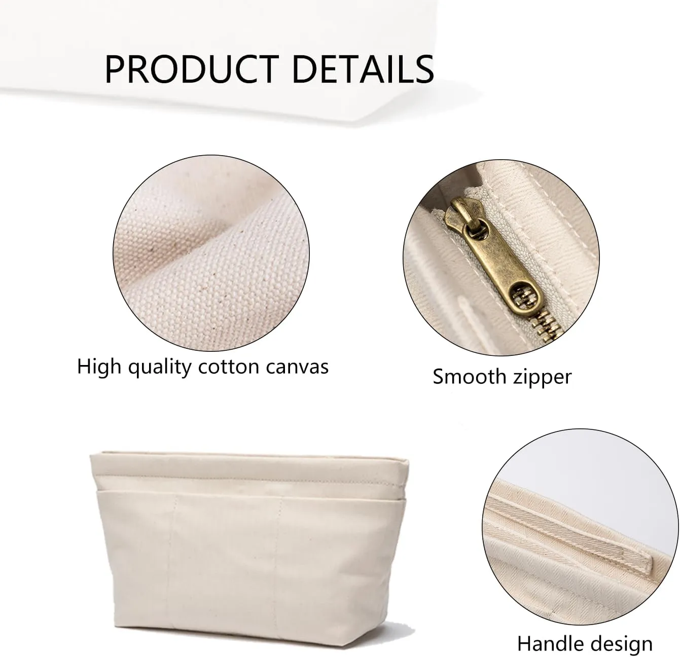 Tote Purse Insert Handbag Organizer Shaper Handbag Liner Bag in Bag Divider Organizer Insert (L-With Zipper)