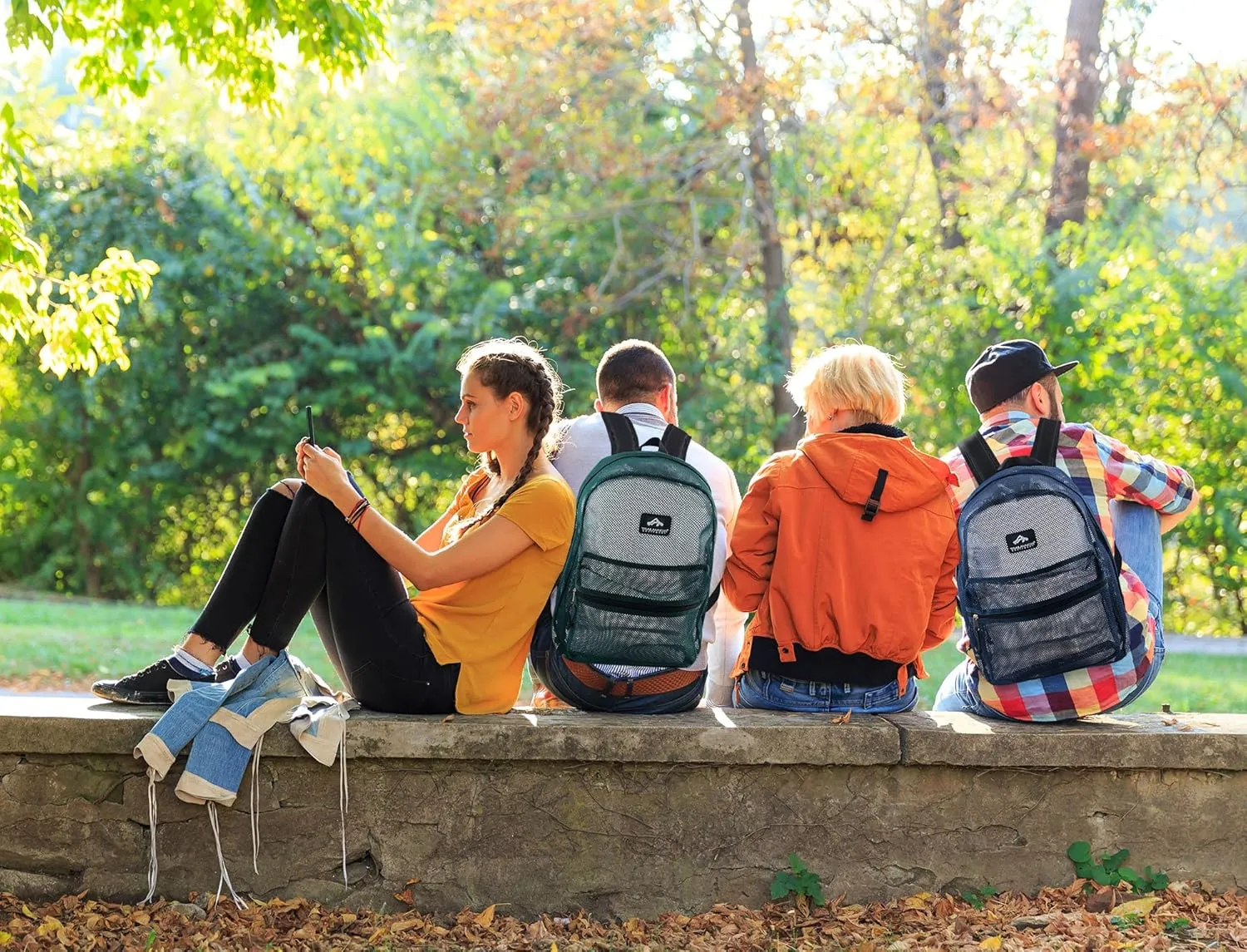 Transparent Mesh Backpacks for School Kids, Beach, Travel - Mesh See Through Backpack with Padded Straps (Green) Large