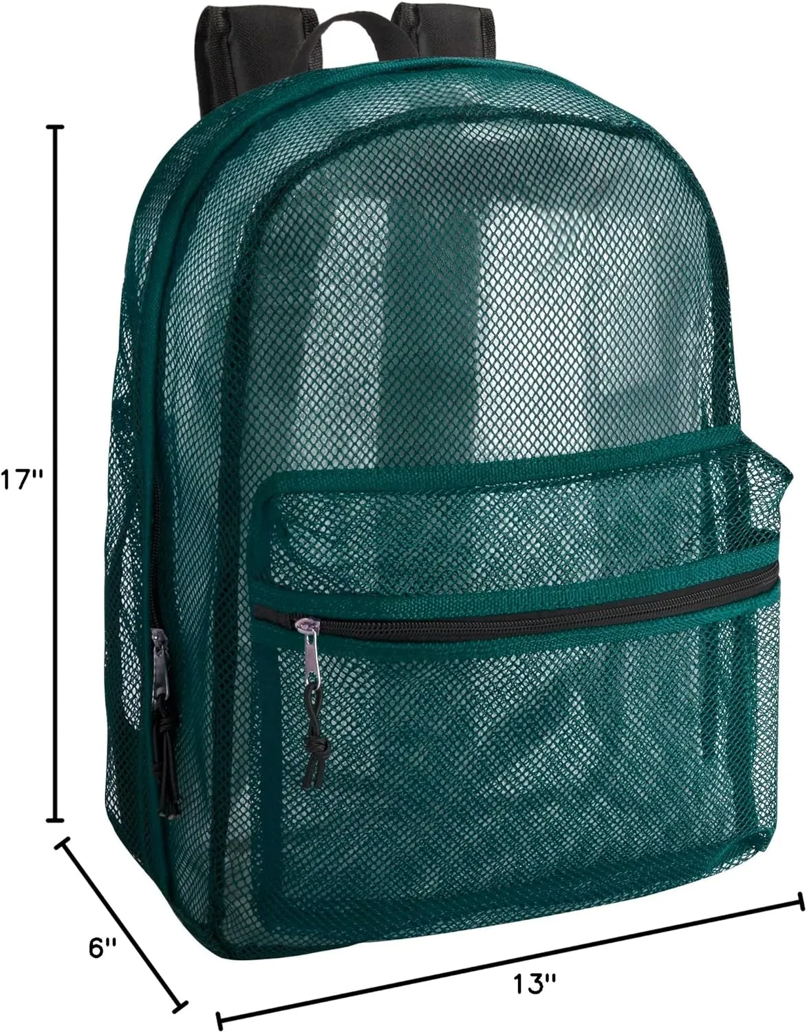 Transparent Mesh Backpacks for School Kids, Beach, Travel - Mesh See Through Backpack with Padded Straps (Green) Large