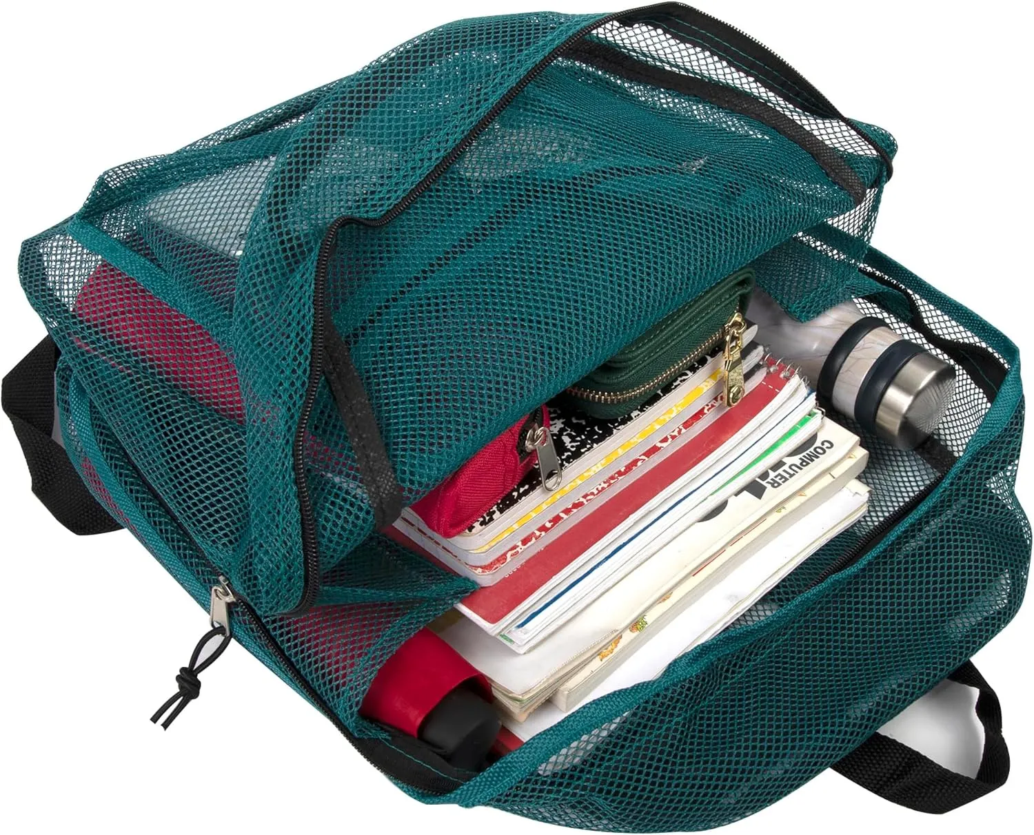Transparent Mesh Backpacks for School Kids, Beach, Travel - Mesh See Through Backpack with Padded Straps (Green) Large