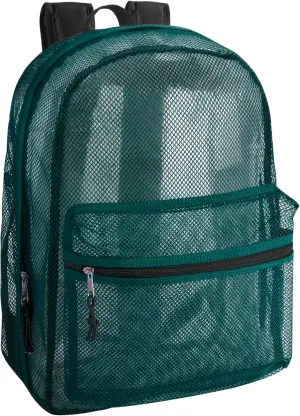 Transparent Mesh Backpacks for School Kids, Beach, Travel - Mesh See Through Backpack with Padded Straps (Green) Large