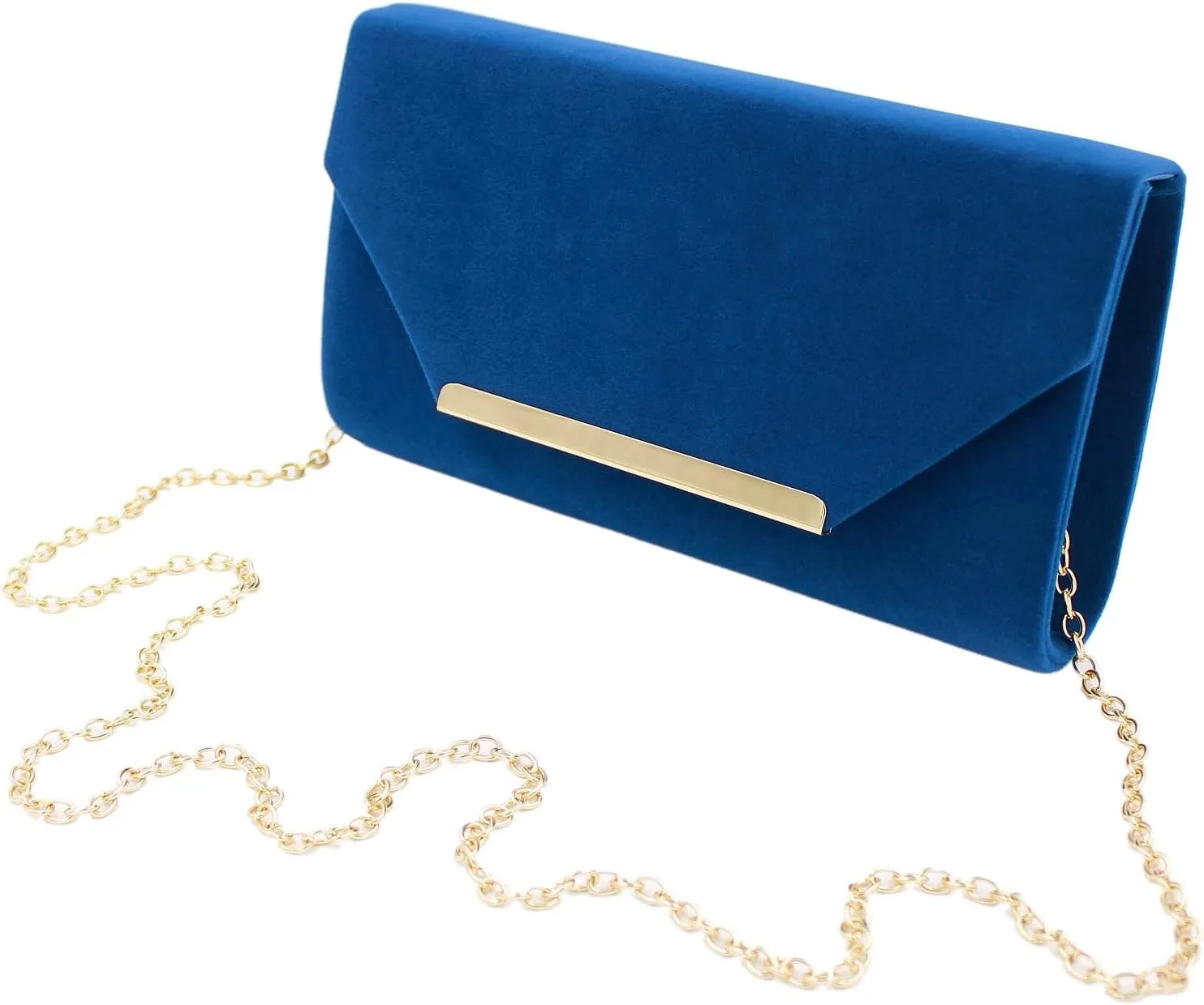 TrendsBlue Elegant Solid Color Velvet Clutch Evening Bag Handbag - Diff Colors