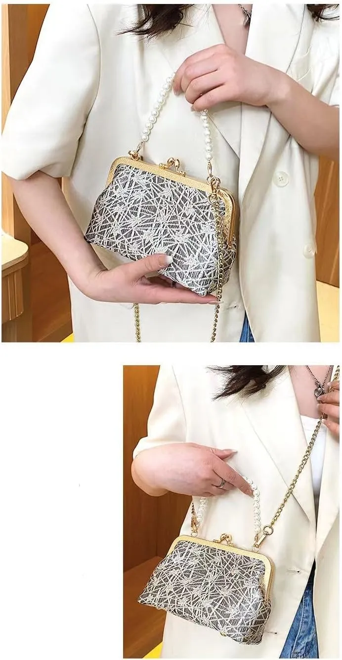 Trendy Elegant Chinese Pearl Embroidered Handbag Shoulder Bag