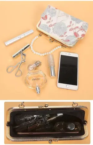 Trendy Elegant Chinese Pearl Embroidered Handbag Shoulder Bag