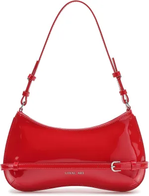 Trendy Shoulder Bag for Women, Small Under the Arm Purse Patent Leather Womens Purses and Handbags with Zipper Closure