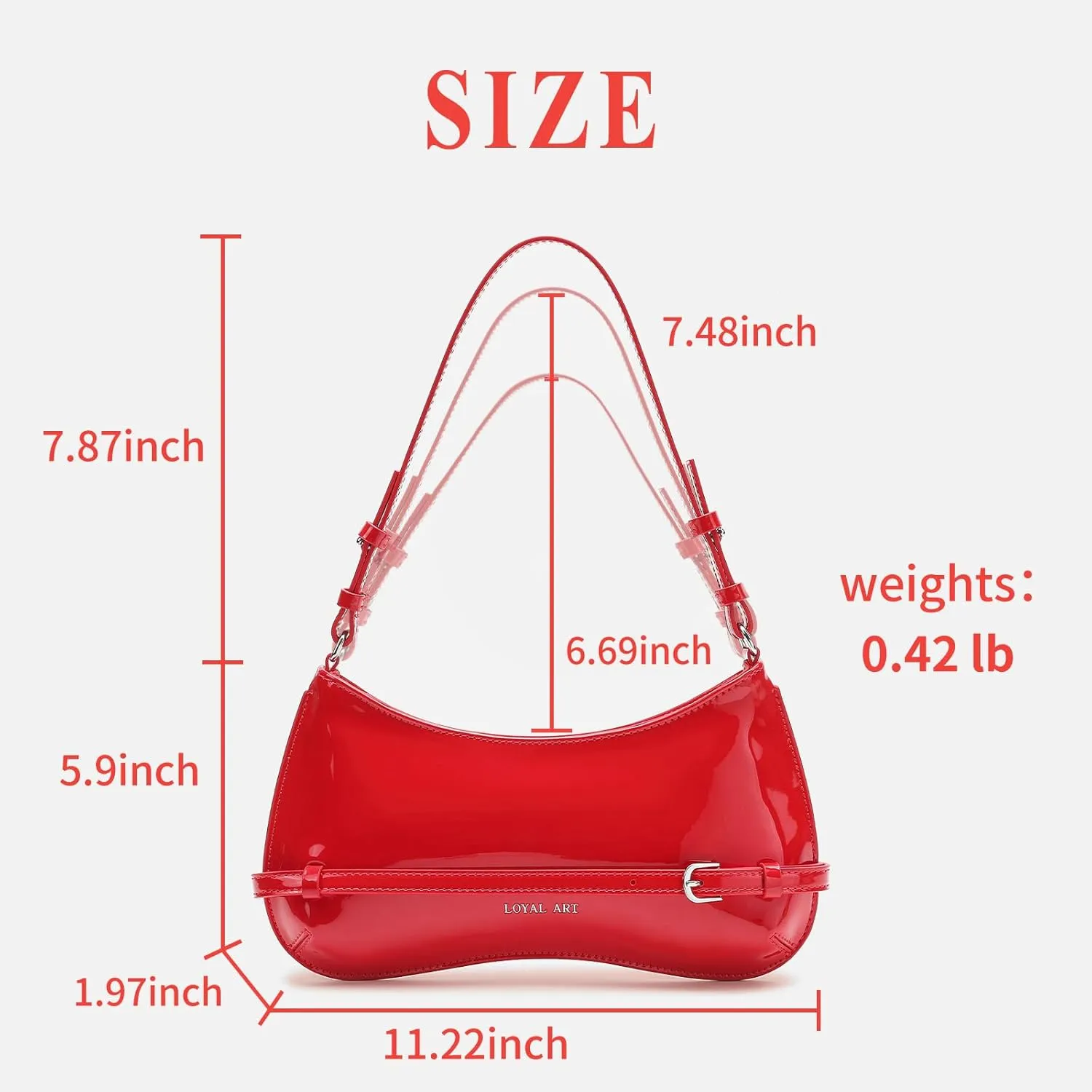 Trendy Shoulder Bag for Women, Small Under the Arm Purse Patent Leather Womens Purses and Handbags with Zipper Closure