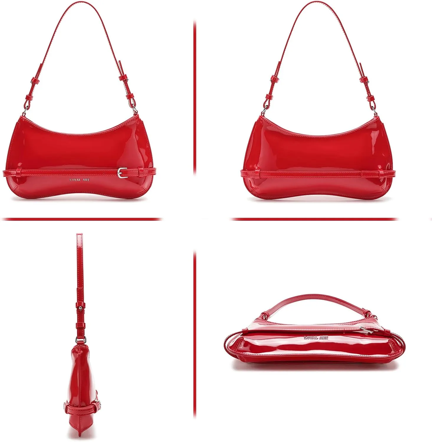 Trendy Shoulder Bag for Women, Small Under the Arm Purse Patent Leather Womens Purses and Handbags with Zipper Closure