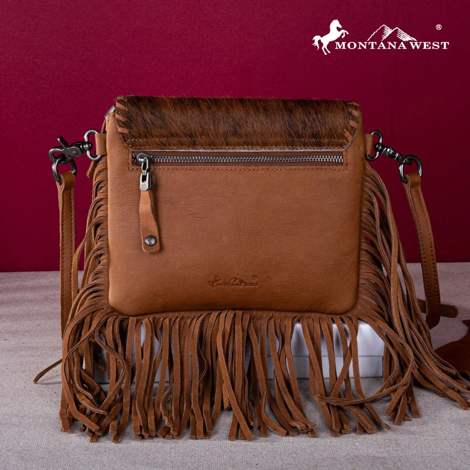 Trinity Ranch Hair On Cowhide Floral Tooled Concealed Carry Tote/Crossbody