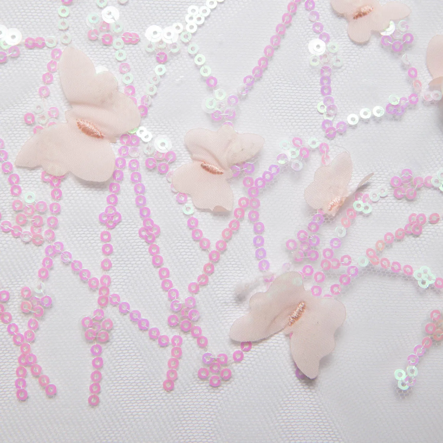Tulle Lace Fabric Embroidered with Applique and Beautiful 3D Butterfly Design 52" Wide | Exquisite Fabric