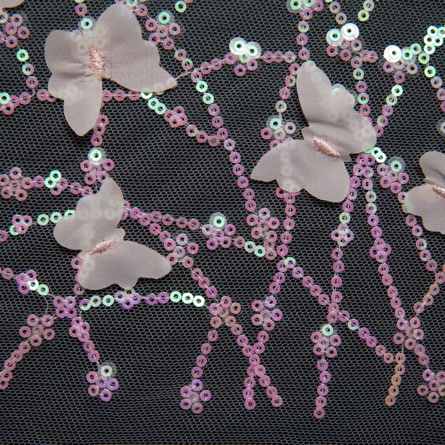 Tulle Lace Fabric Embroidered with Applique and Beautiful 3D Butterfly Design 52" Wide | Exquisite Fabric