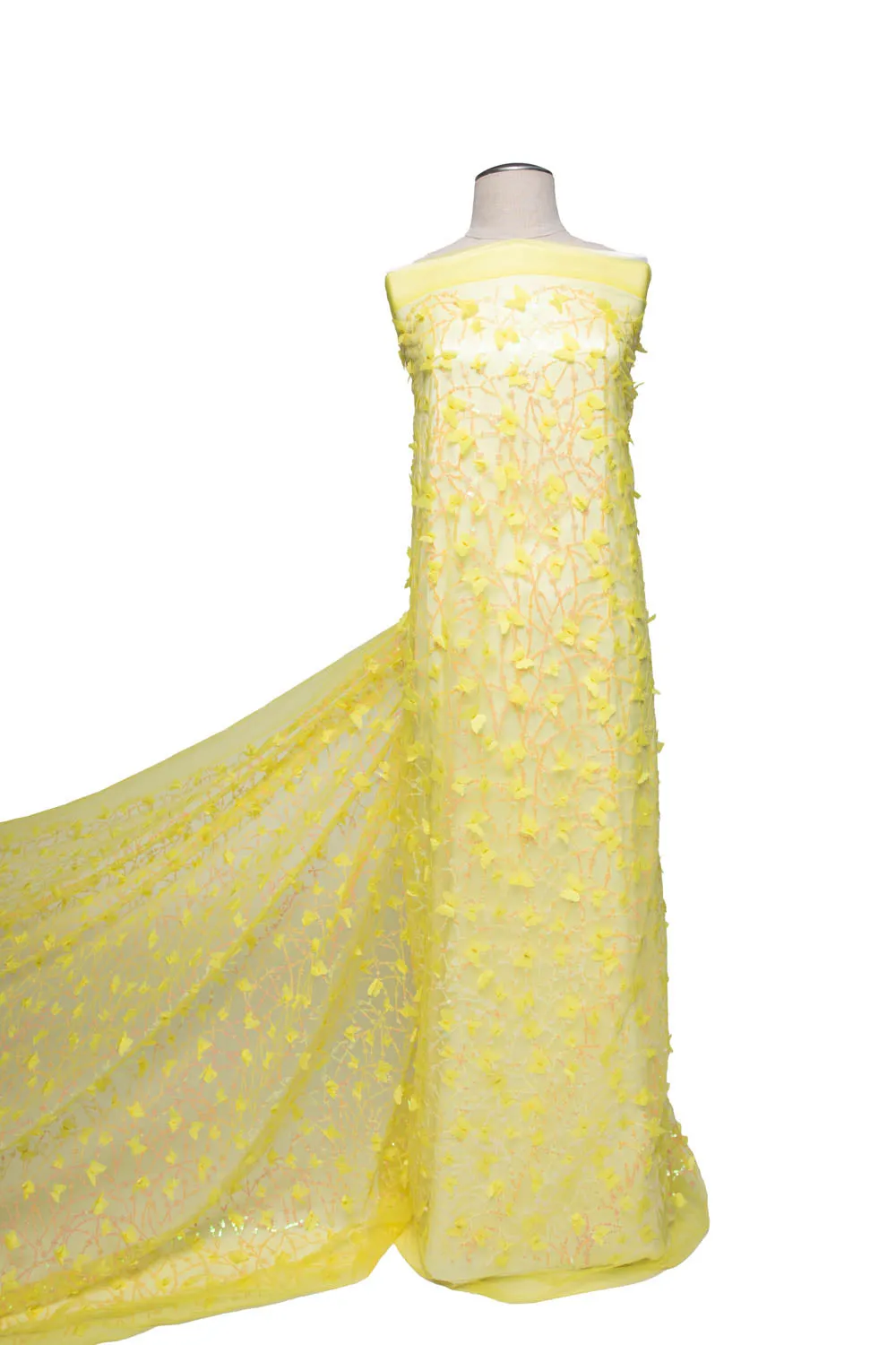 Tulle Lace Fabric Embroidered with Applique and Beautiful 3D Butterfly Design 52" Wide | Exquisite Fabric