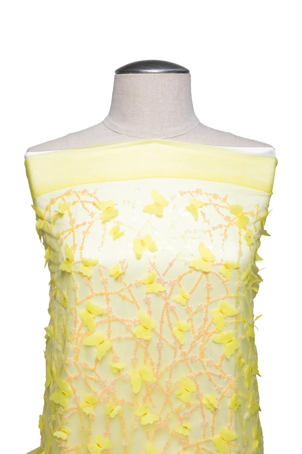 Tulle Lace Fabric Embroidered with Applique and Beautiful 3D Butterfly Design 52" Wide | Exquisite Fabric