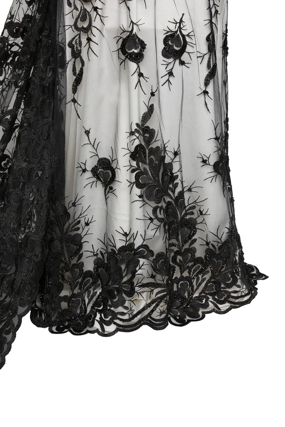 Tulle Lace Fabric Embroidered with Beads & Sequins 100% Polyester 50/52" Wide | Exquisite Fabric