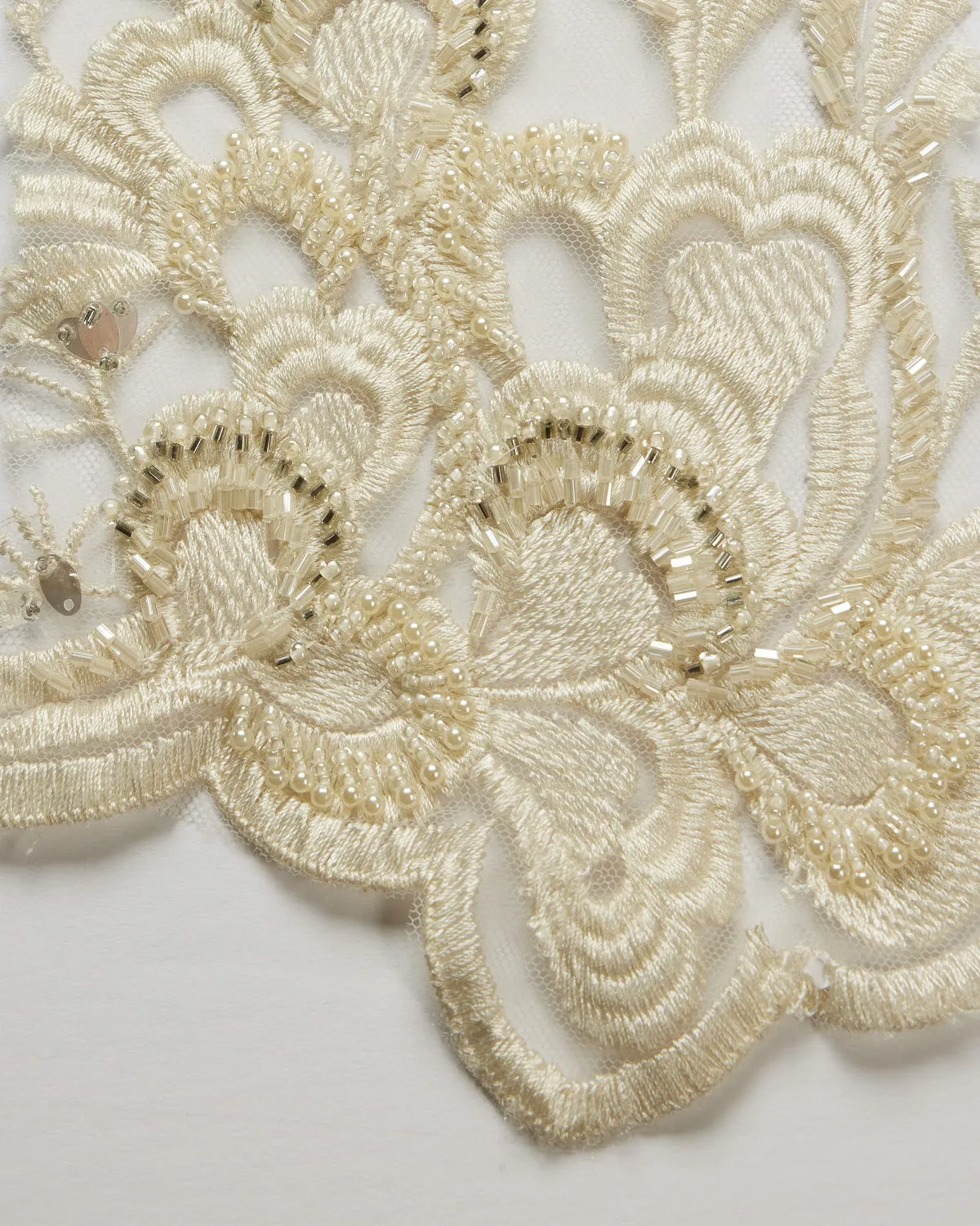 Tulle Lace Fabric Embroidered with Beads & Sequins 100% Polyester 50/52" Wide | Exquisite Fabric