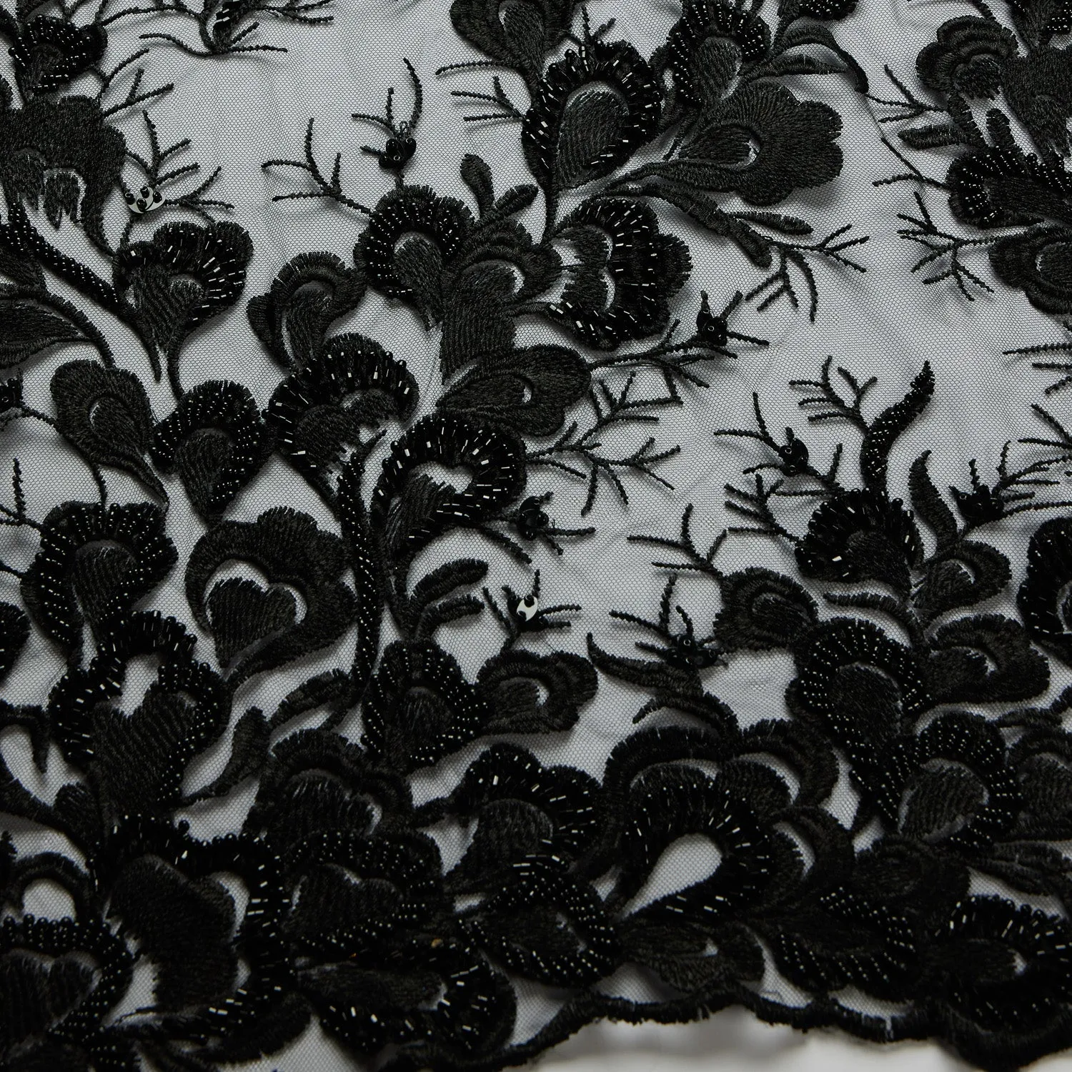 Tulle Lace Fabric Embroidered with Beads & Sequins 100% Polyester 50/52" Wide | Exquisite Fabric