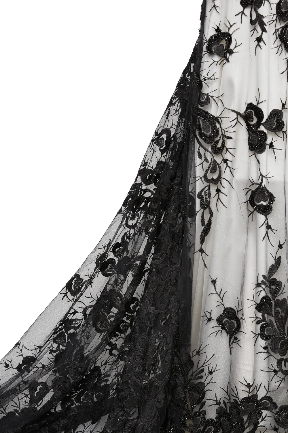 Tulle Lace Fabric Embroidered with Beads & Sequins 100% Polyester 50/52" Wide | Exquisite Fabric