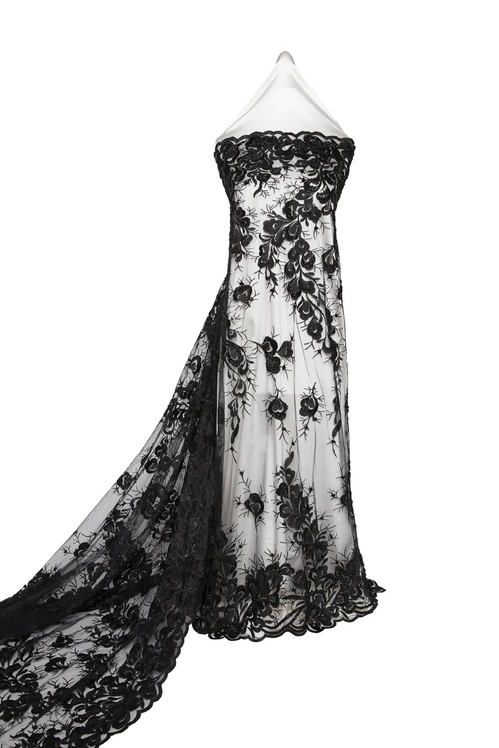 Tulle Lace Fabric Embroidered with Beads & Sequins 100% Polyester 50/52" Wide | Exquisite Fabric