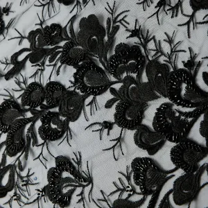 Tulle Lace Fabric Embroidered with Beads & Sequins 100% Polyester 50/52" Wide | Exquisite Fabric