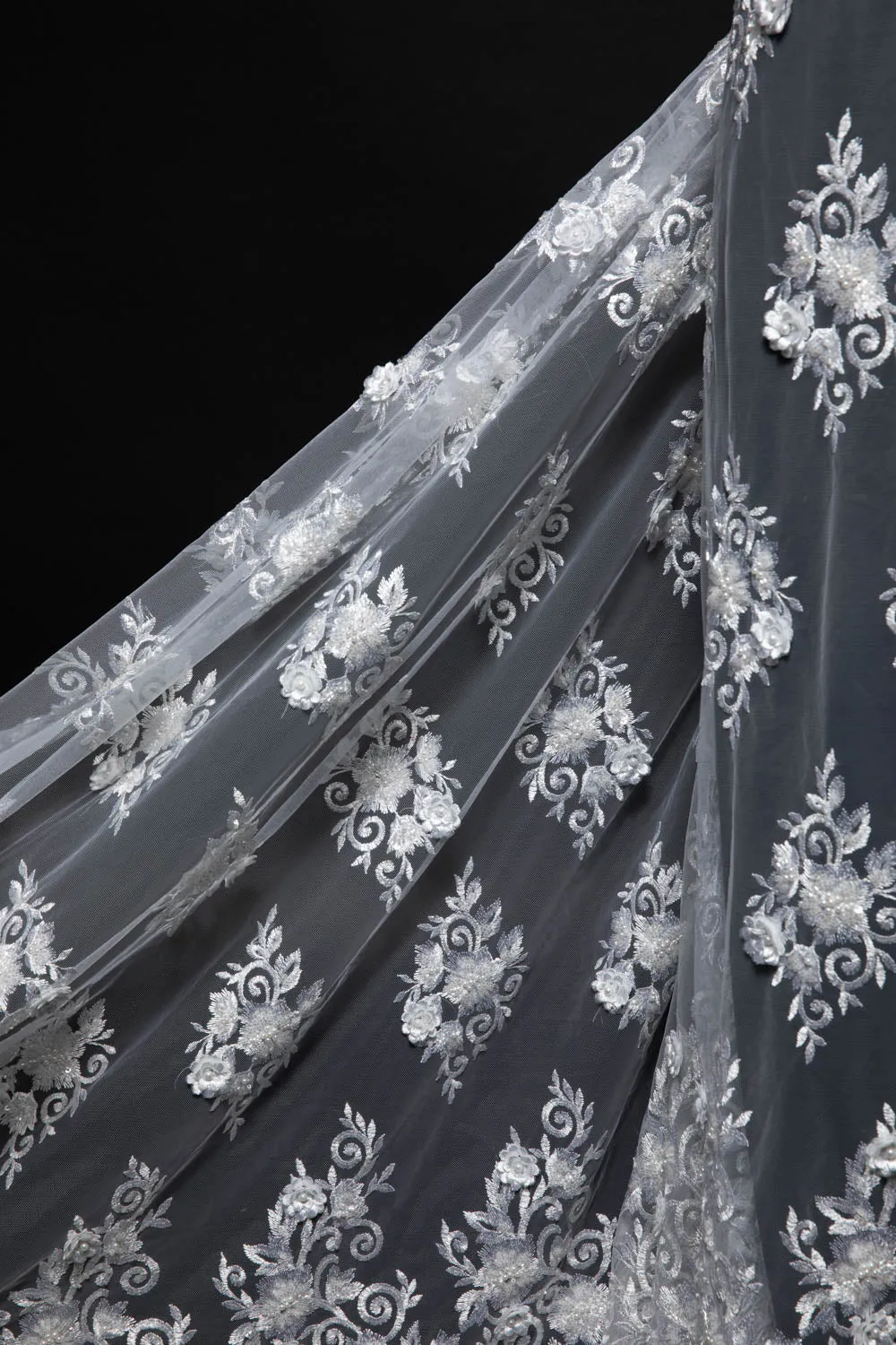 Tulle Lace Fabric Embroidered with Incredible Intricate Pattern Wide 52" | Exquisite Fabric