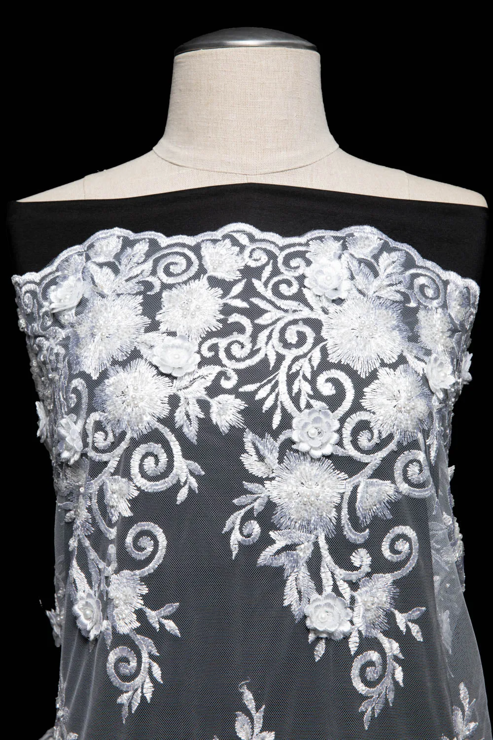 Tulle Lace Fabric Embroidered with Incredible Intricate Pattern Wide 52" | Exquisite Fabric